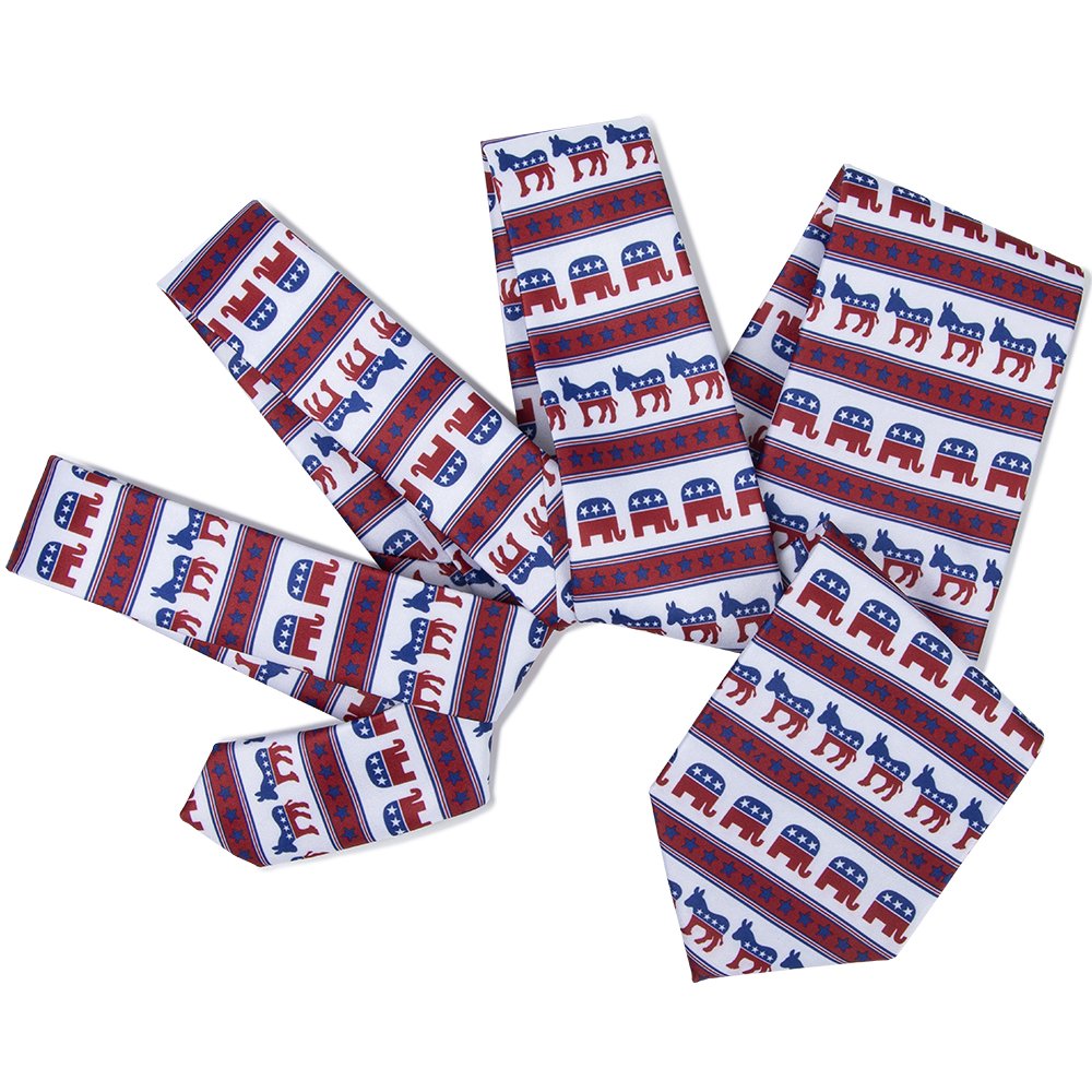 New Style President USA elections Democratic Donkey Republican Elephant with American Flag Stars Print Novelty Bow Tie For Men