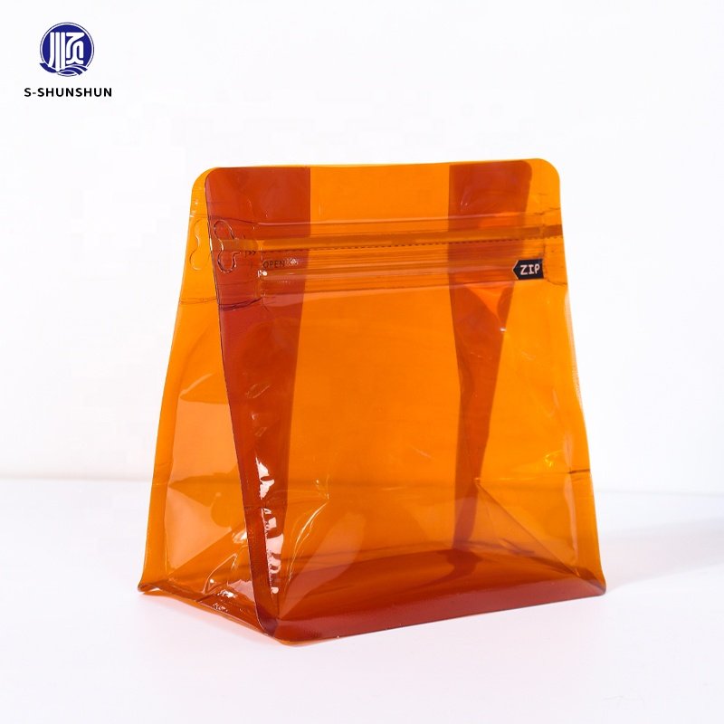 Custom design Multicolor optional transparent Color plastics Mylar Flat Bottom coffee bag with valve zipper lock tea packing bag
