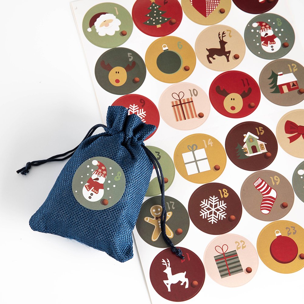 Customized Factory Wholesale Christmas Vinyi Round Stickers 14cm Windows Stickers Sheet Label