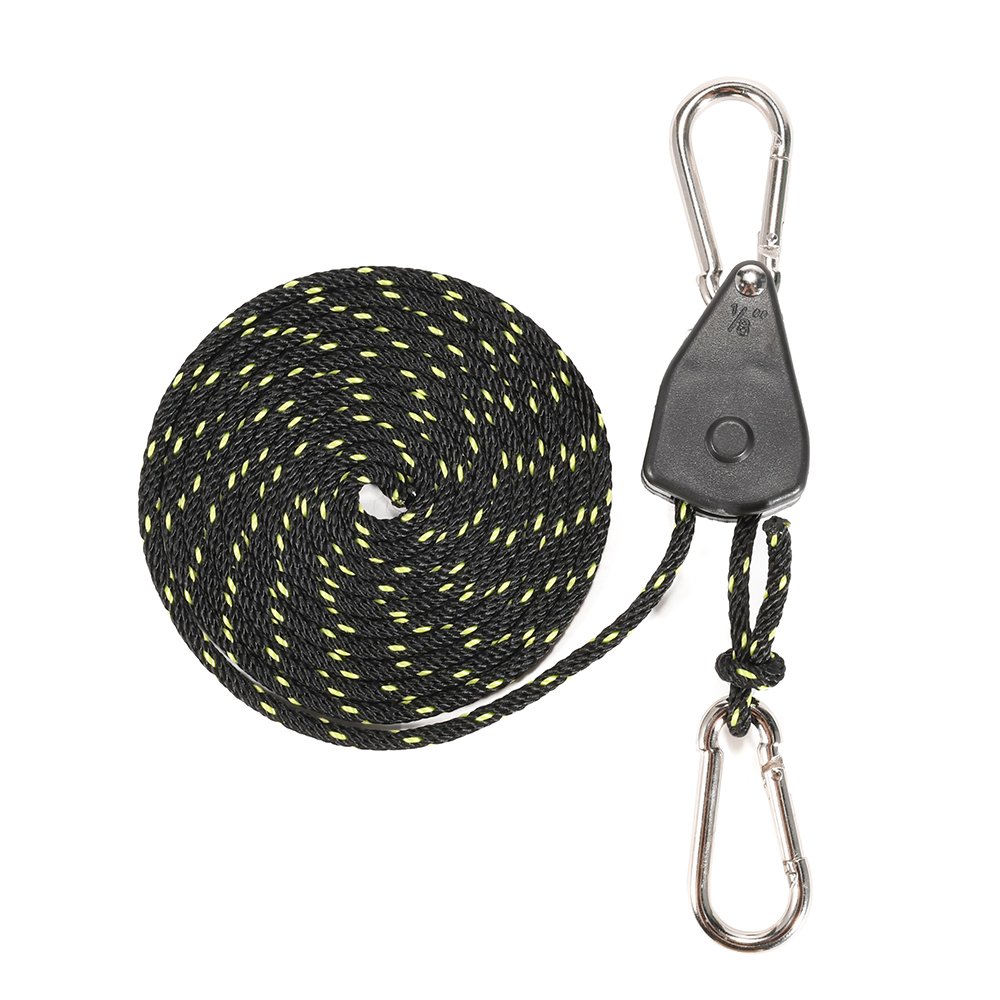 Oem Factory 2pc 1/8 Inch Adjustable Rope Hanger Ratchet Tie Down Strap with Carabiner Hooks