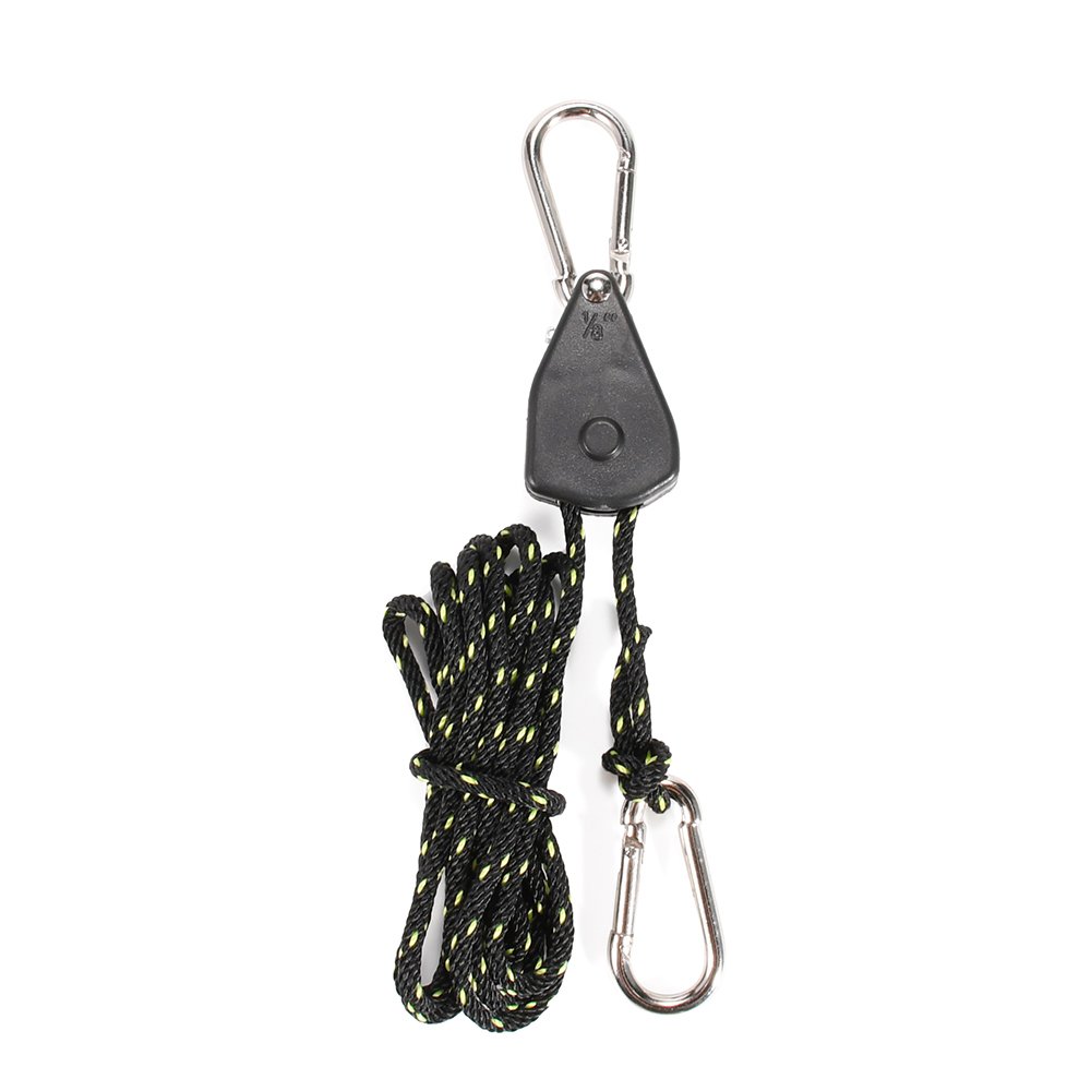 Oem Factory 2pc 1/8 Inch Adjustable Rope Hanger Ratchet Tie Down Strap with Carabiner Hooks