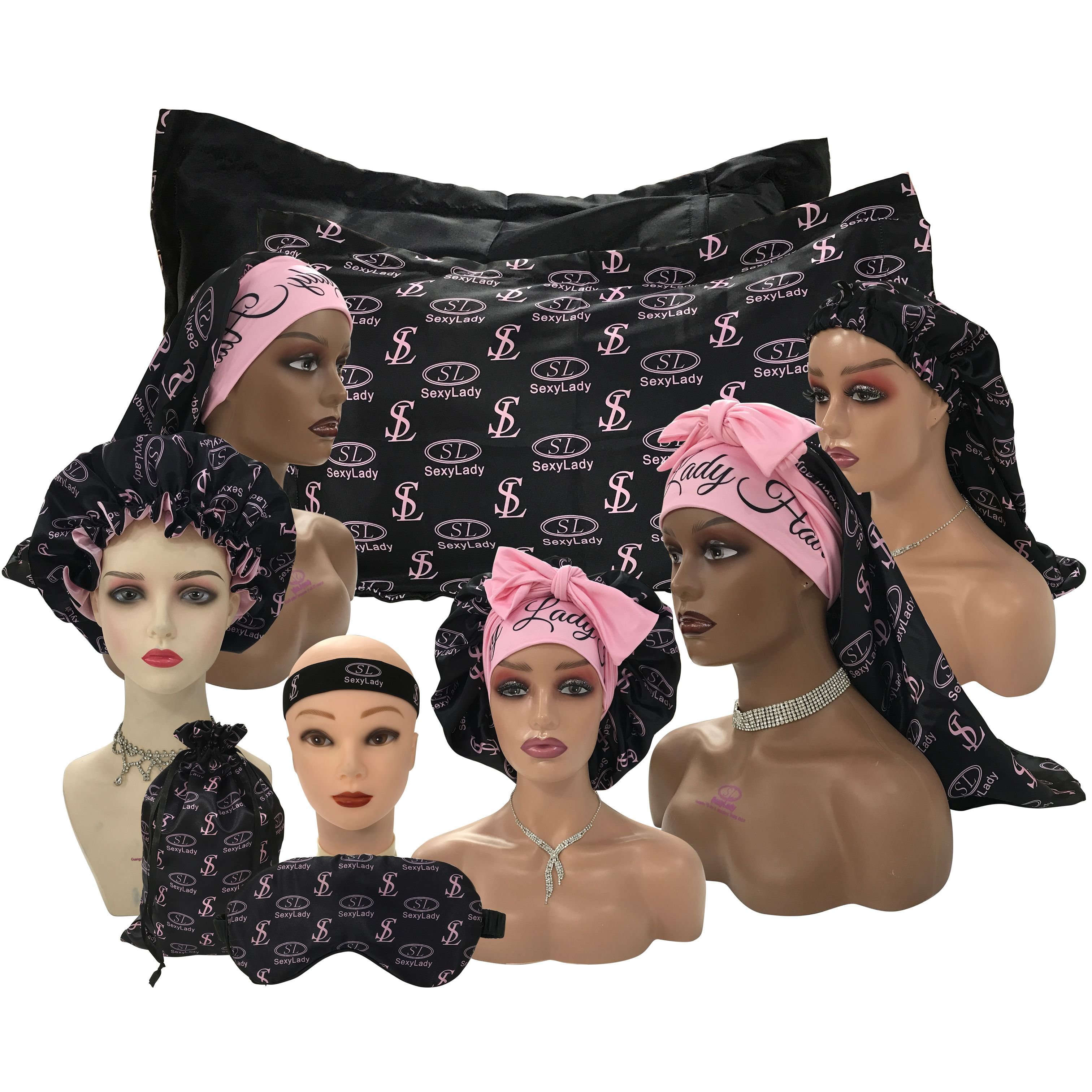 Wholesale Luxury Mommy And Me double layer Custom Hair Tie Diamond Bonnet With Edge Band Head Wrap Bonnet Vendor