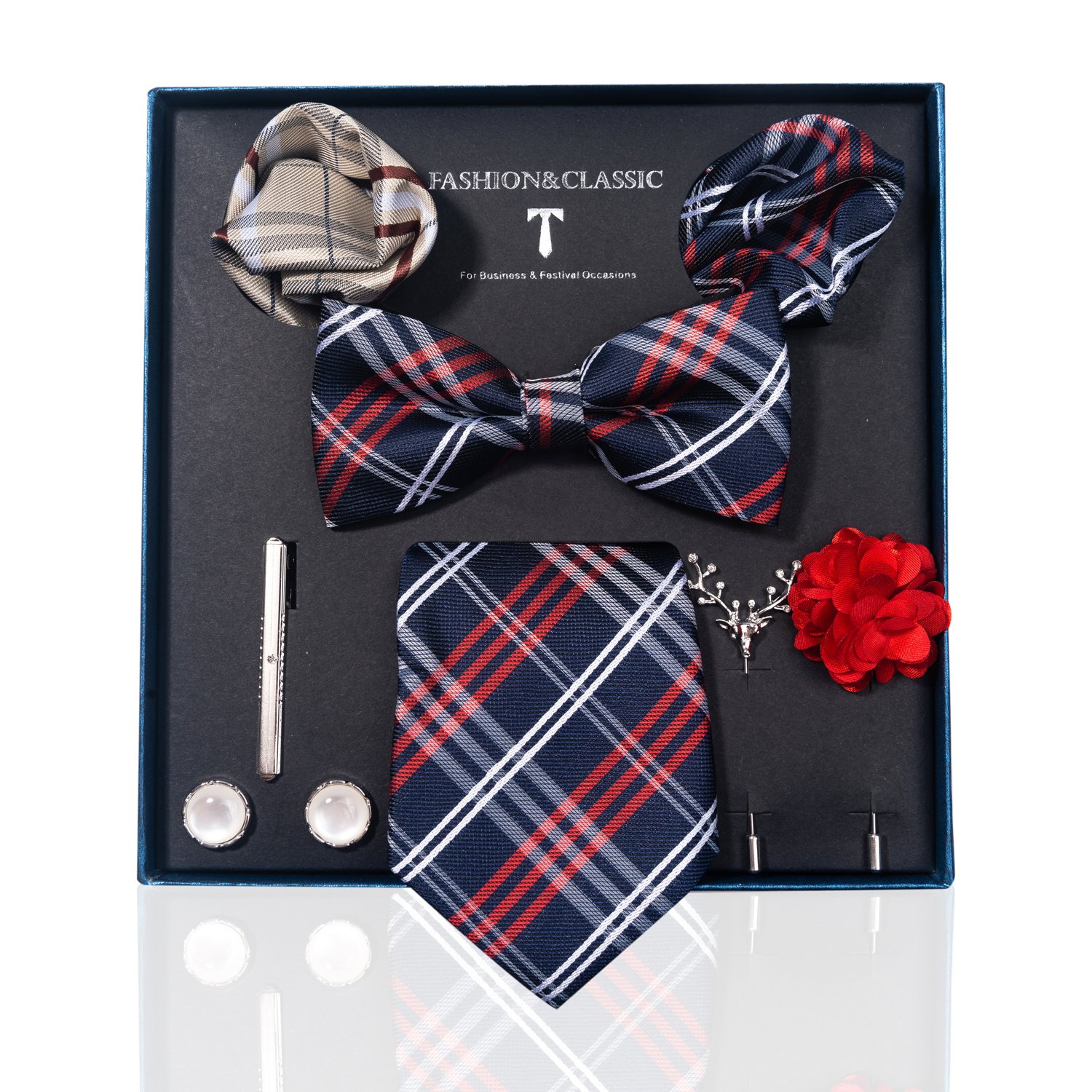 Brand Handmade Luxury Silk Ties Hanky Cufflinks Bowtie Sets 8 cm Necktie For Men Floral Fit Formal Party Gift Box
