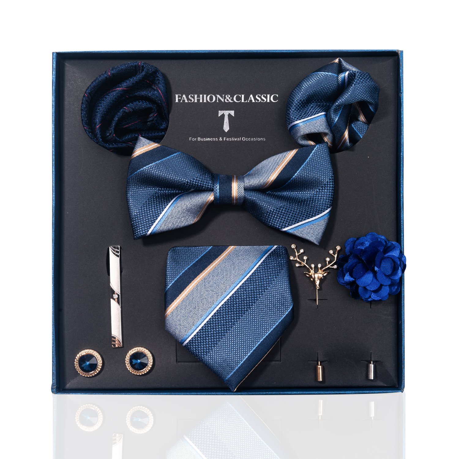 Brand Handmade Luxury Silk Ties Hanky Cufflinks Bowtie Sets 8 cm Necktie For Men Floral Fit Formal Party Gift Box