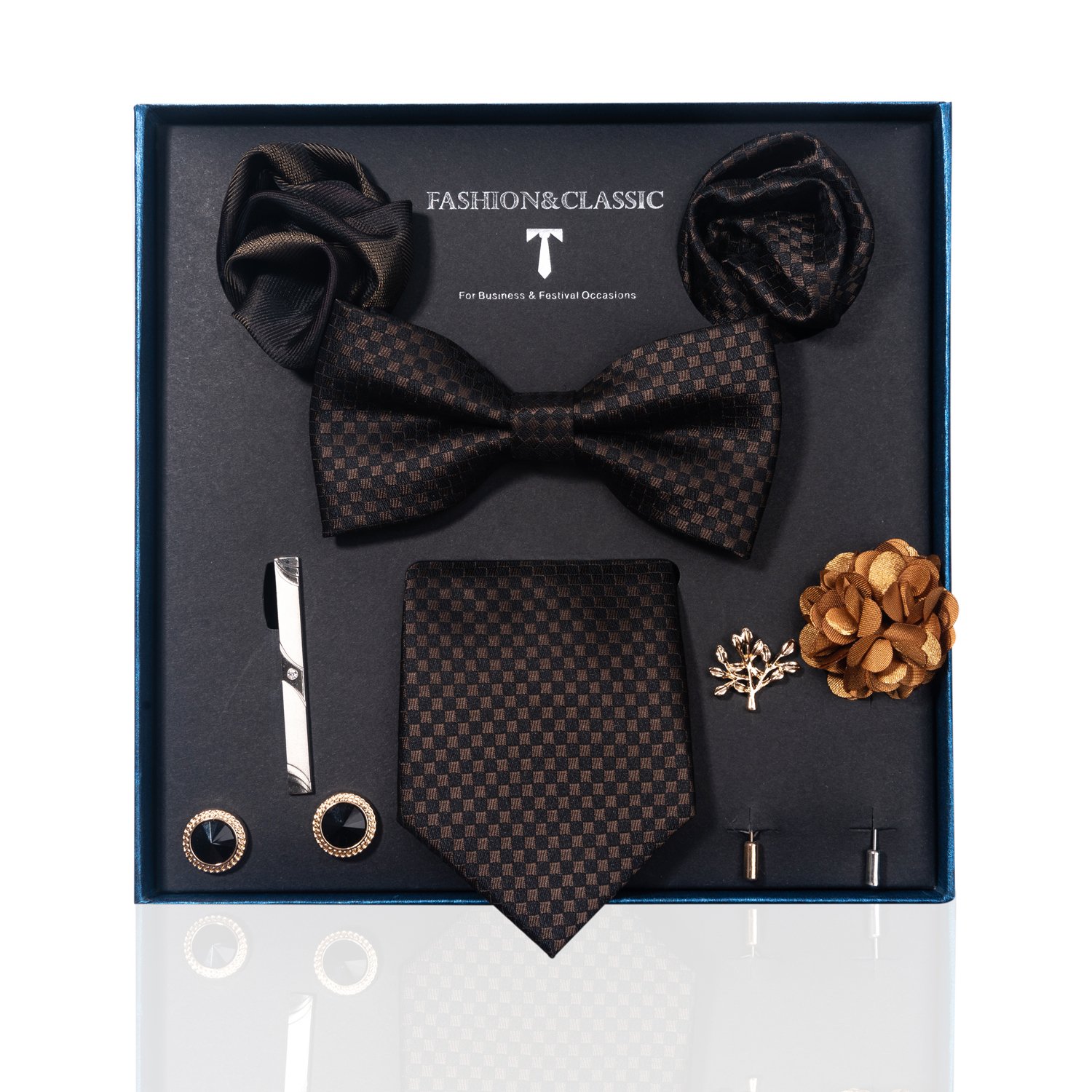 Brand Handmade Luxury Silk Ties Hanky Cufflinks Bowtie Sets 8 cm Necktie For Men Floral Fit Formal Party Gift Box