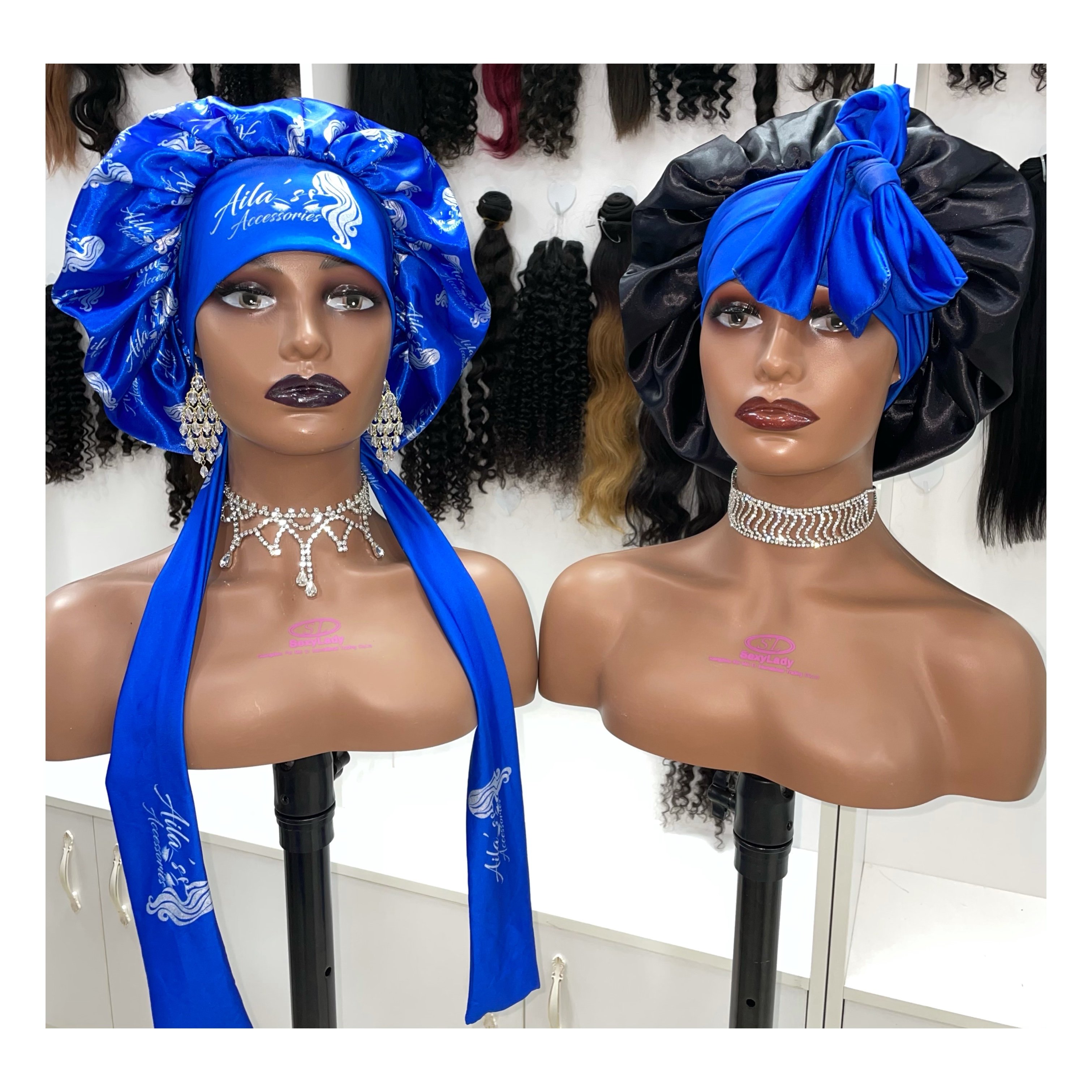 Popular Private Label Satin Bonnets With Ties Women Fashion Bonnets and Satin Hair Wraps