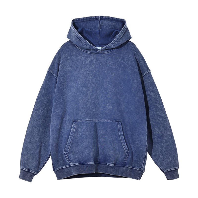 Wholesale Vintage Washed Hoodie Tie Dye 3d Print Acid Wash Hoodie Heavyweight Cotton French Terry Oversized Men's Hoodies