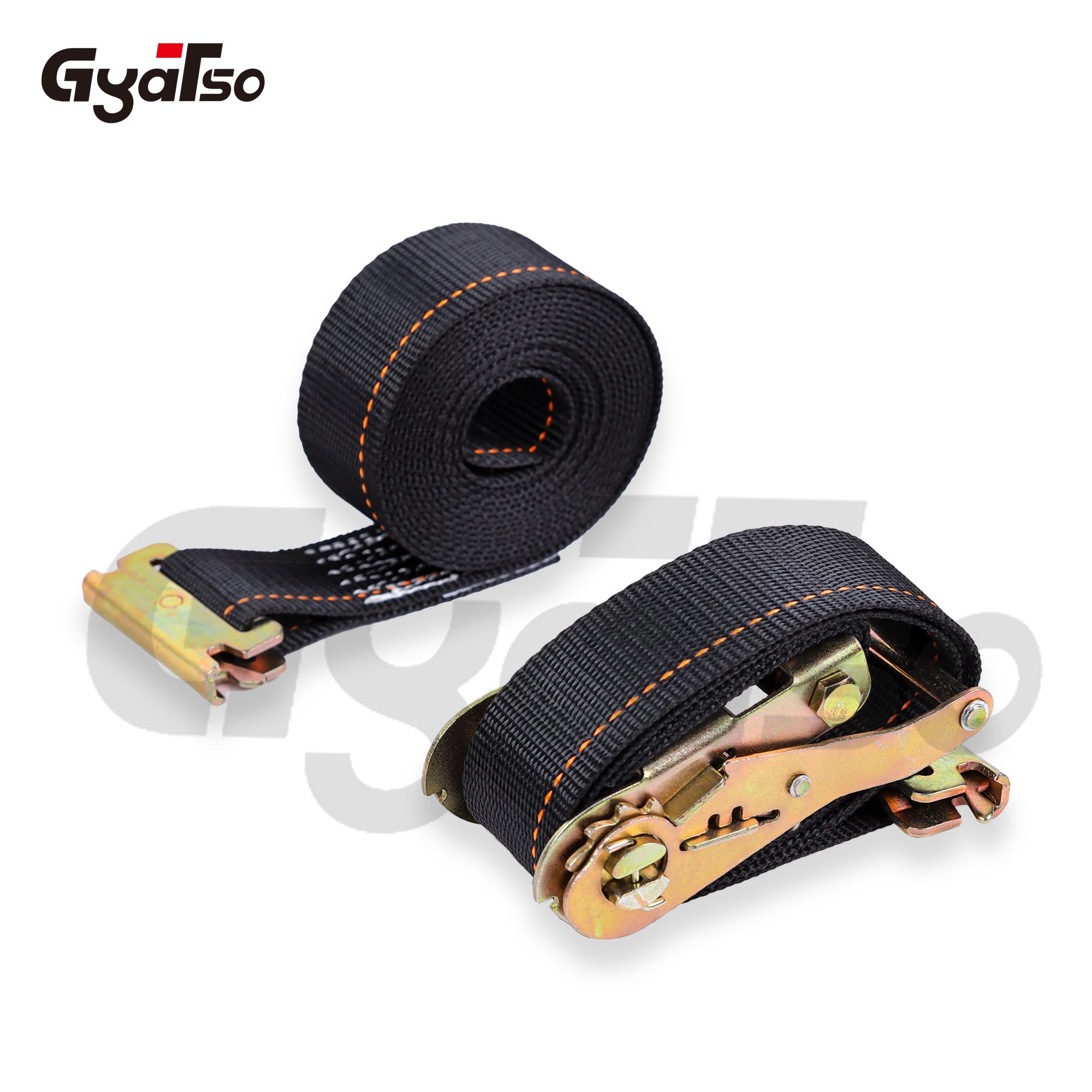 Heavy duty polyester tie down straps E-track spring fittings strong ratchet strap for logistic trucks trailers