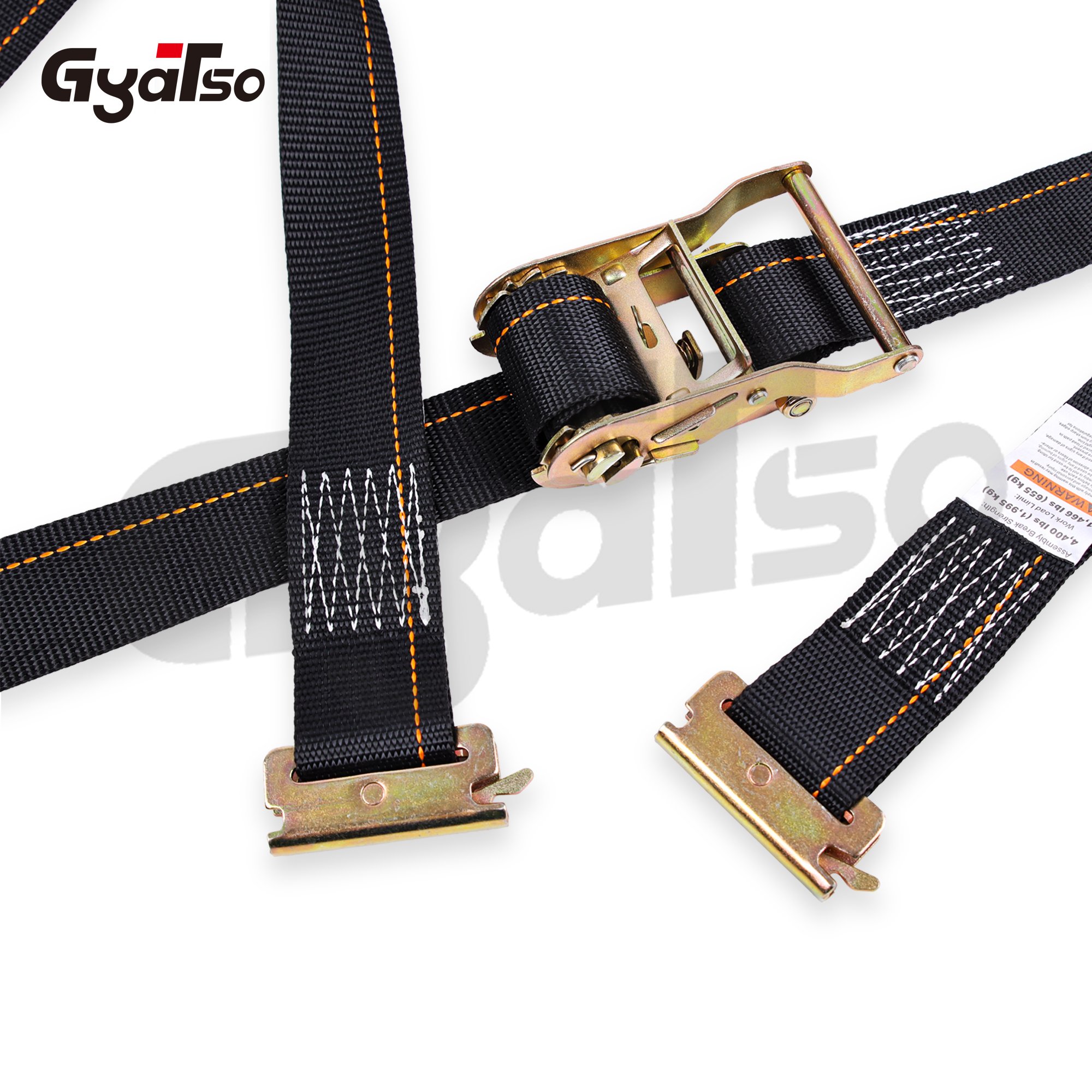 Heavy duty polyester tie down straps E-track spring fittings strong ratchet strap for logistic trucks trailers