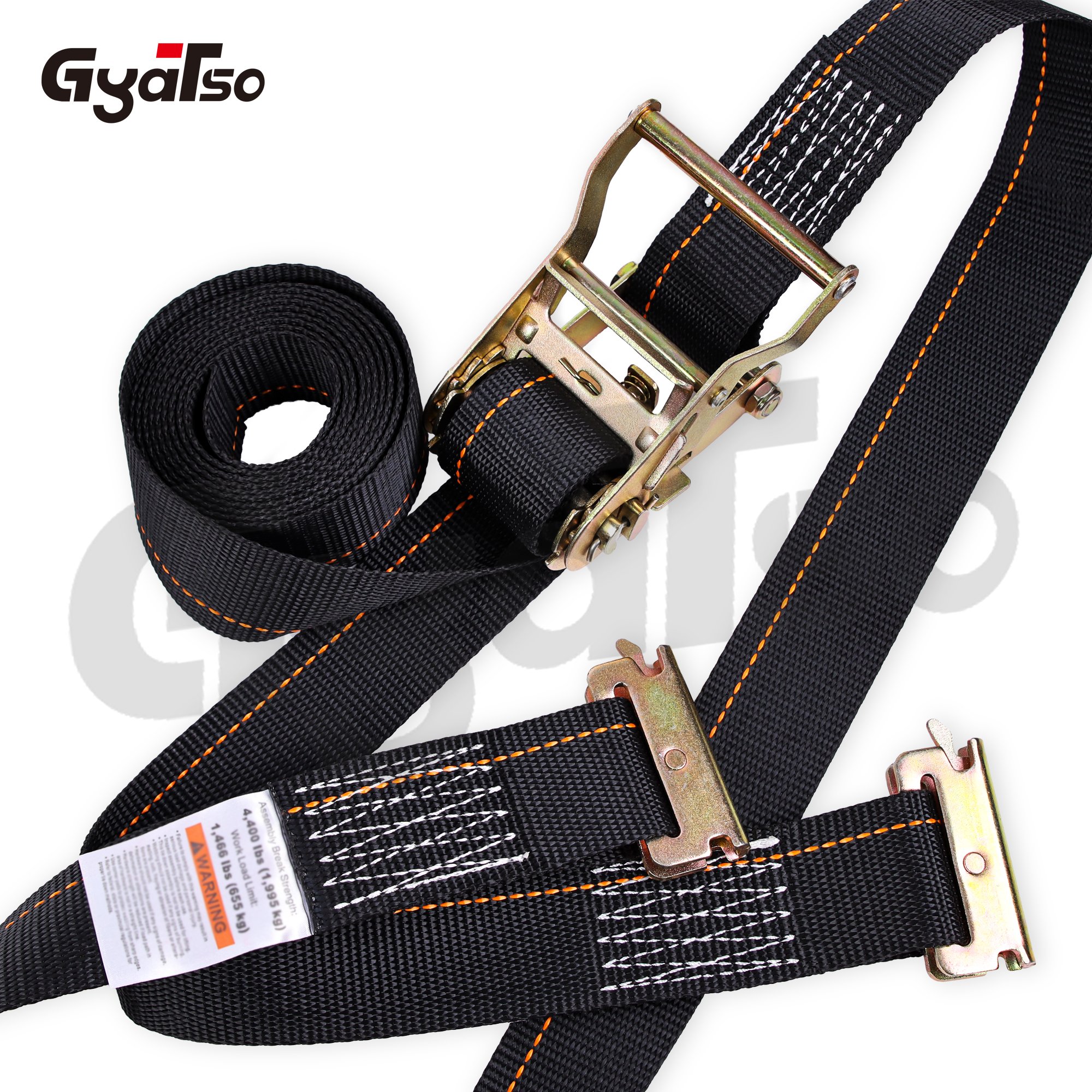 Heavy duty polyester tie down straps E-track spring fittings strong ratchet strap for logistic trucks trailers