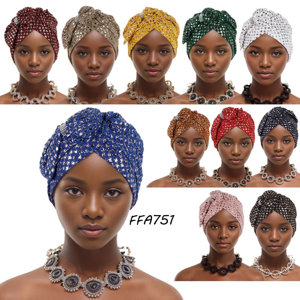 2024 turban hat cap Gele with stone Comes In Round for woman African Popular Ready To wear Head Tie Gele