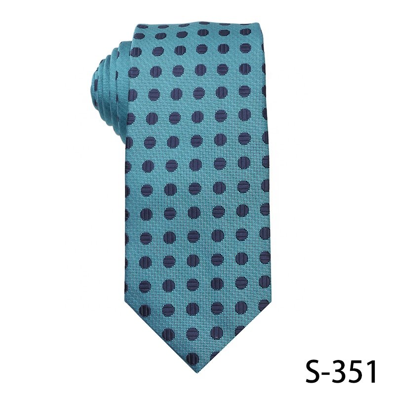 Polyester jacquard bright blue tie newly fashion cheap dot ties wholesale for buyers gift ties for men striped and dot