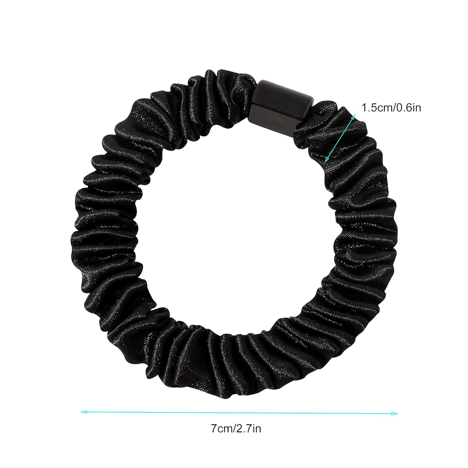 Satin Silk Hair Ties Black Small Mini Scrunchy for Women Thick Hair Accessories Cute Soft No Slip Hair Elastics Ponytail Holder