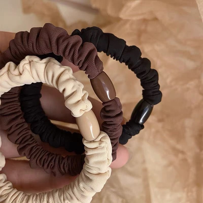 Satin Silk Hair Ties Black Small Mini Scrunchy for Women Thick Hair Accessories Cute Soft No Slip Hair Elastics Ponytail Holder
