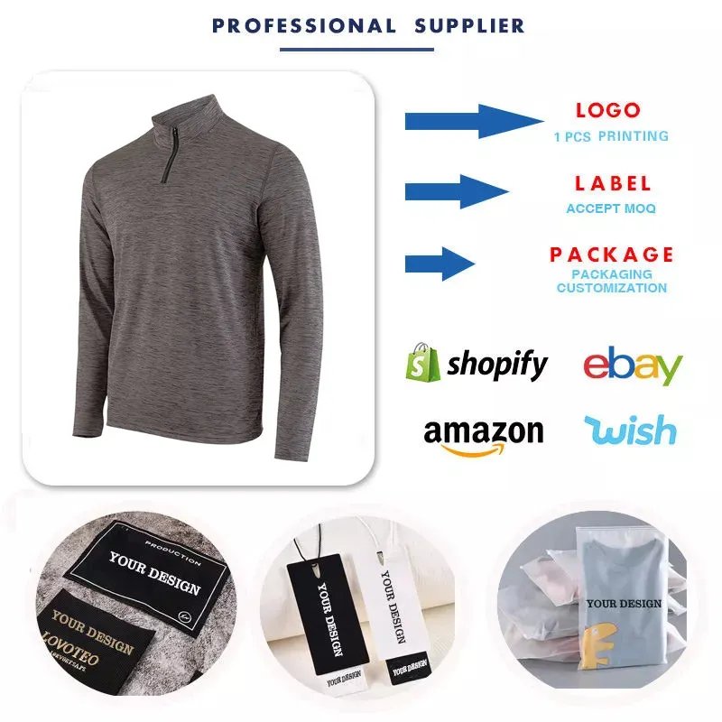OEM 1/4 Zipper Golf Pullover Oversize Cotton Hoodie Plain Turtleneck Unisex Crew Quarter Half Zip Sweatshirt