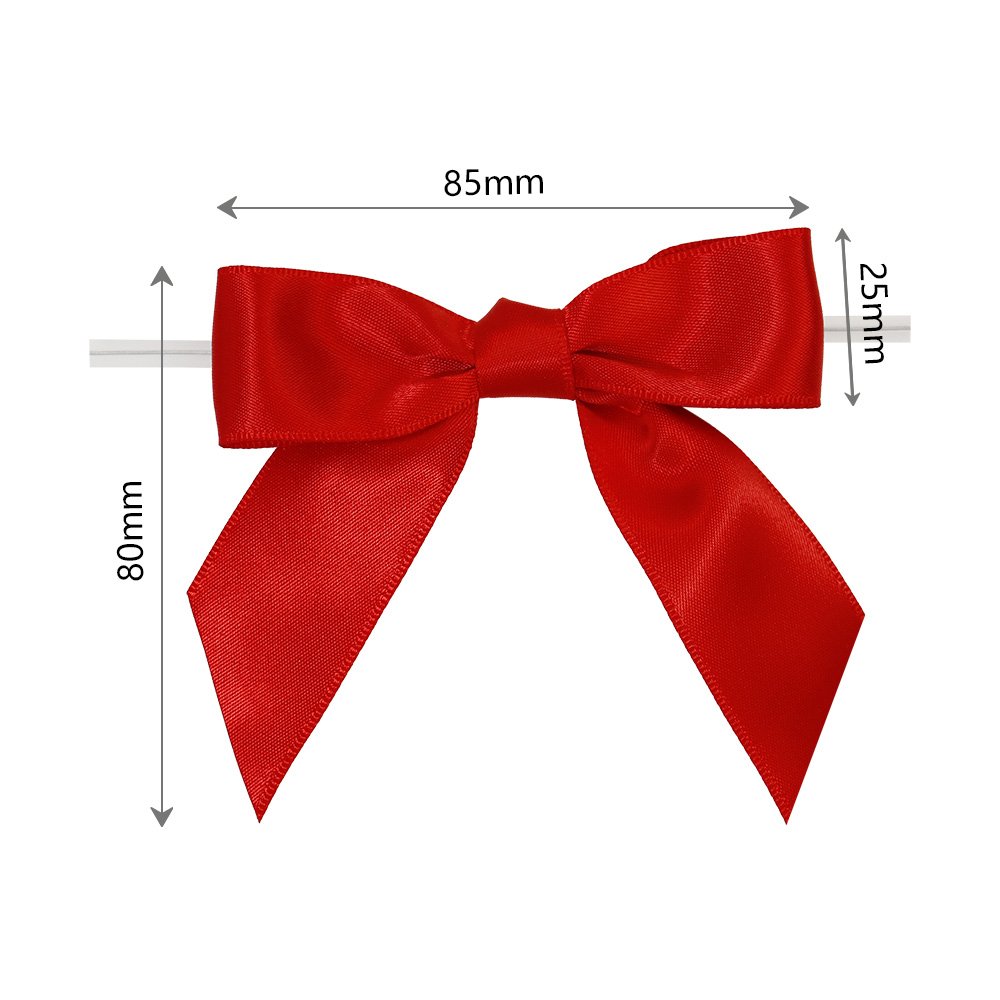 factory hot sale simple handmade Polyester Satin Twist Tie Bow Pre-Tied pre-made ribbon flowers bow for gift packing