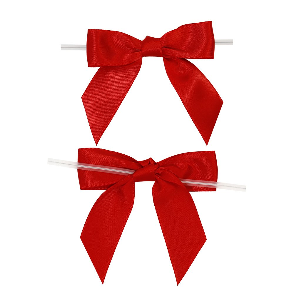 factory hot sale simple handmade Polyester Satin Twist Tie Bow Pre-Tied pre-made ribbon flowers bow for gift packing