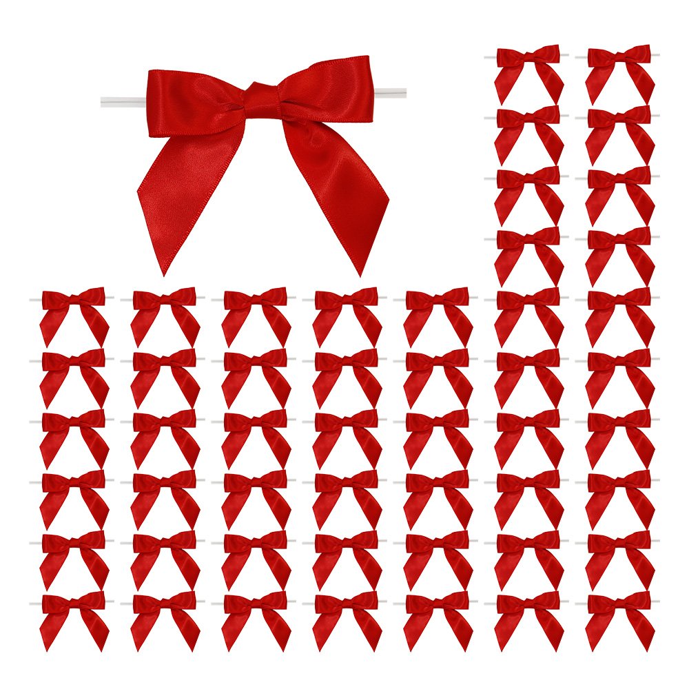 factory hot sale simple handmade Polyester Satin Twist Tie Bow Pre-Tied pre-made ribbon flowers bow for gift packing