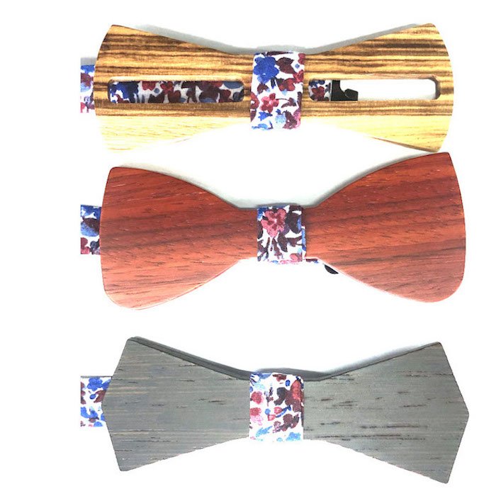 Classic Handmade Mens Wooden Bow Tie with Matching Pocket Square and Men's Cufflinks Sets Boxes