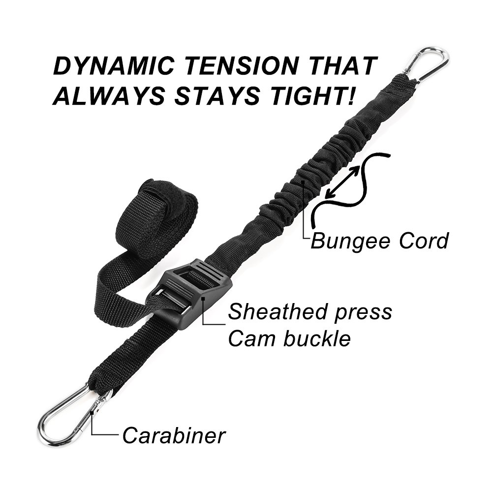 Multi-Purpose Adjustable Elastic Bungee Cord Strap with Secure 25mm Cam Lock Buckle and Carabiner Hook