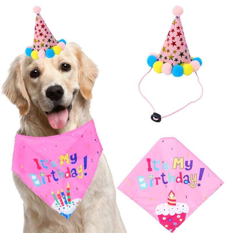 Blue Dog Birthday Hat Bandana Scarf Banner Balloon Party Accessories Decoration Set Puppy Pet Cat Dog Birthday
