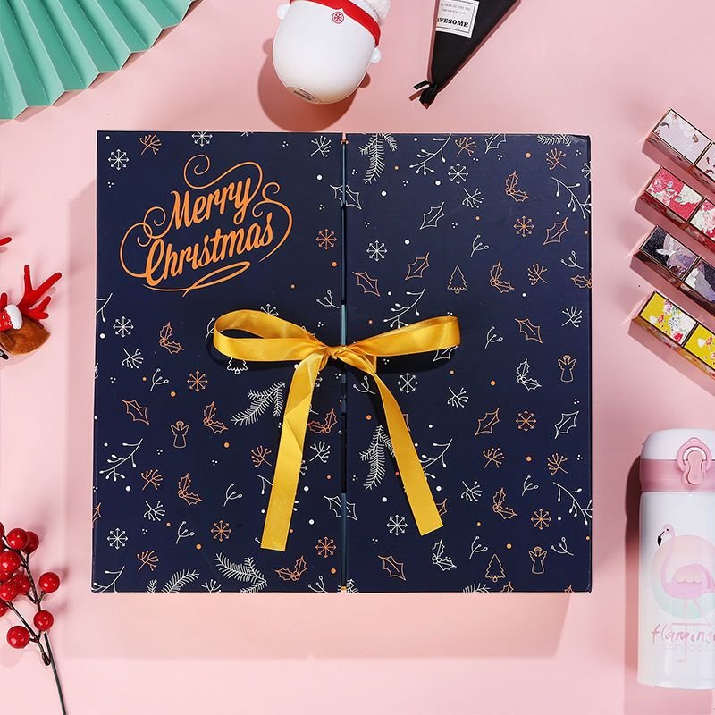 Custom Empty Advent Calendar Blind Box Festival Decoration Beauty Cosmetic Packaging Bow Tie Door Open 24 Countdown Christmas