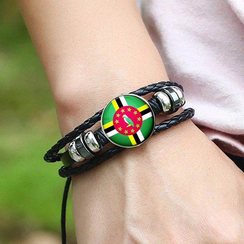 80 Models Caribbean Dominica Flag Map Tie Clip Lapel Pin Ring Brooch Cuff Link Necklace Bracelet Earrings Key Chain Jewelry Set