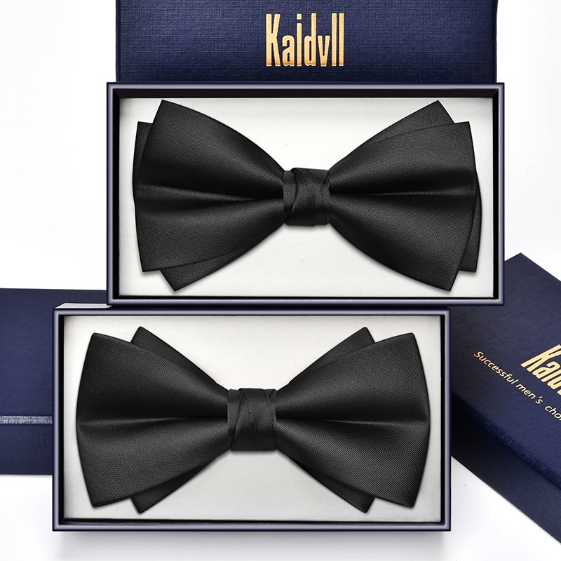 Wholesale Formal Solid Color Tuxedo Bow Two Layer Classic Pre-tied Bow Tie
