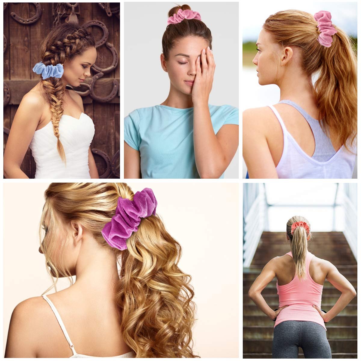 Custom Logo Velvet Pack Cute Big Scrunchy Stuff Hair Holder Elastic Scrunchies Hair Ties for Women