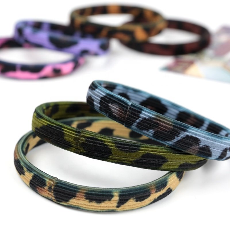 Ins Hot Selling Women Leopard Print Flat Design Style Hair Ties Hair Scrunchies Bracelets and Hair Decoration