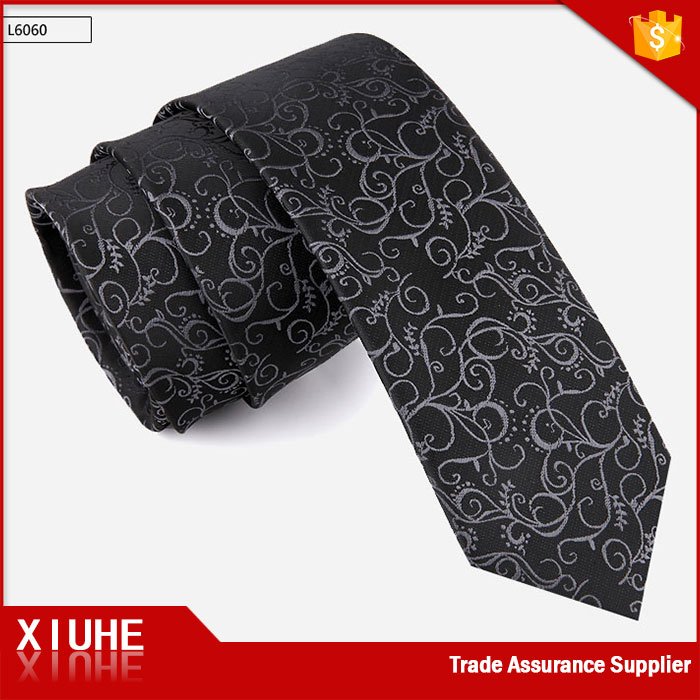 custom latest design luxury slim black tie for men