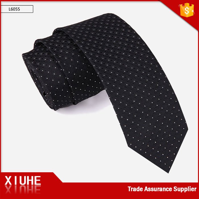 custom latest design luxury slim black tie for men