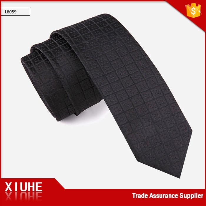 custom latest design luxury slim black tie for men