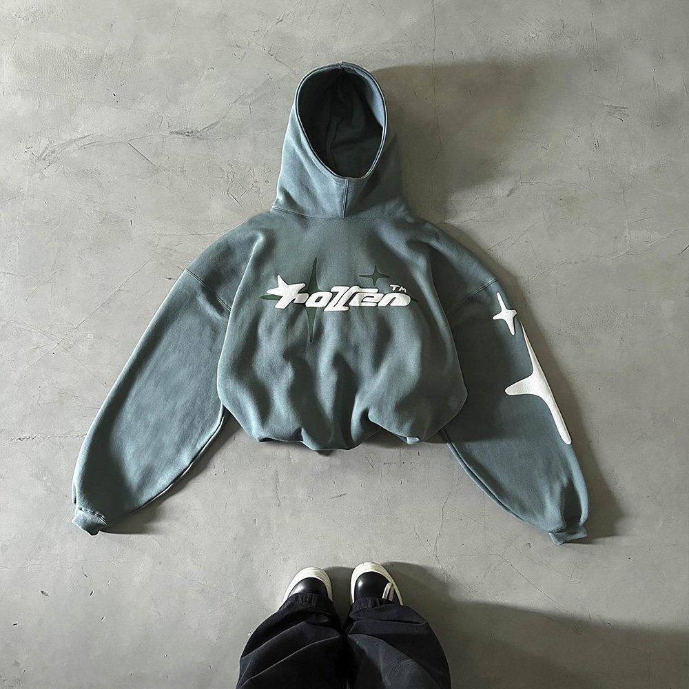 Wholesale 520 gsm 3d puff cropped hoodie men high quality custom heavyweight printing boxy fit hoodie