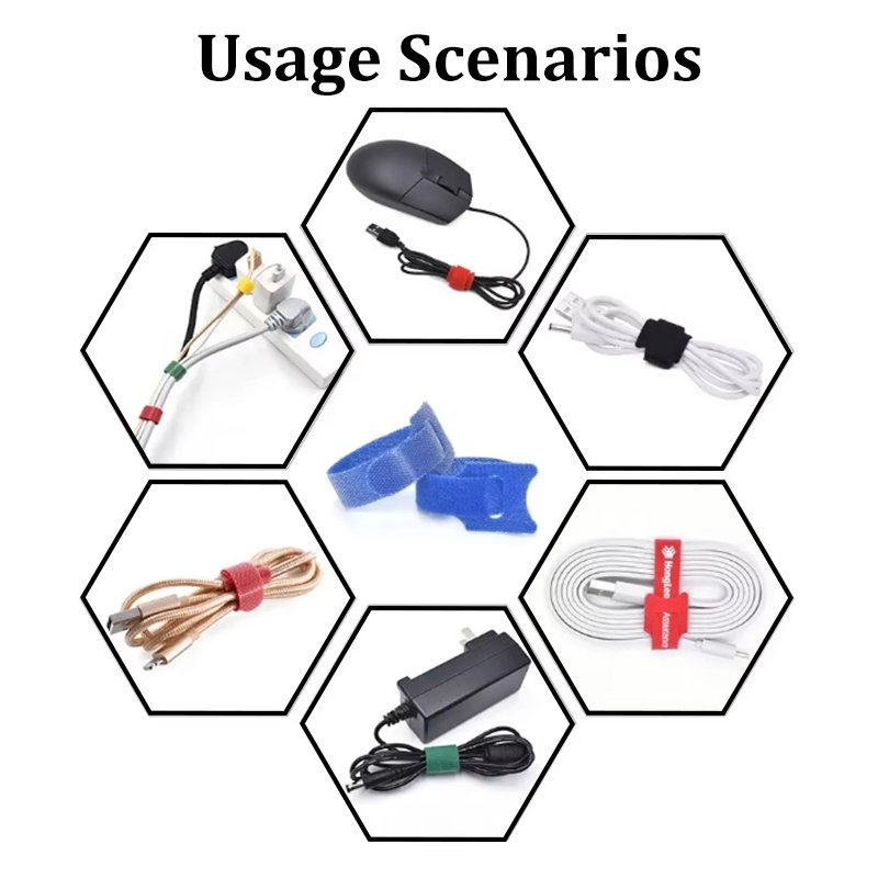 Direct Factory 12*150 mm Cable Tie Wire Storage Self-Adhesive Soft Back-to-Back Hook Loop Garments Baby Items Heat Resistance