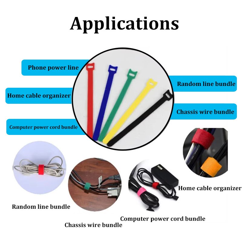 Direct Factory 12*150 mm Cable Tie Wire Storage Self-Adhesive Soft Back-to-Back Hook Loop Garments Baby Items Heat Resistance