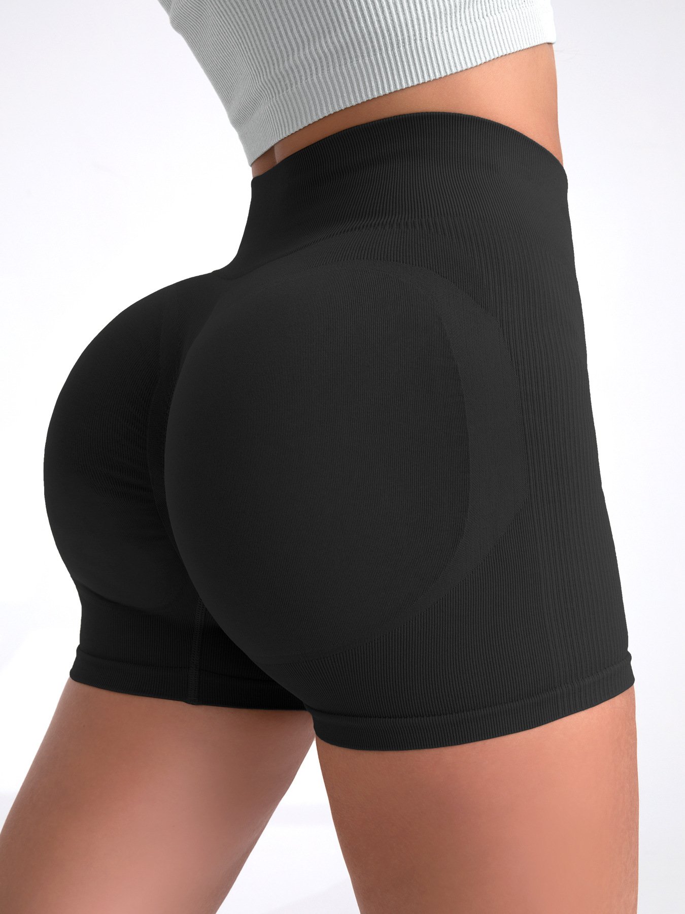 Women High Waist Scrunch Butt Pilates Shorts Lady Abdomen High Stretch Gym Sports Pants Lady Solid Color Outdoor Shorts