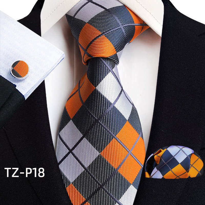 3.14inch England Grid Jacquard Plaid Silk Tie Fashion Office Neckwear with Yarn-Dyed Style