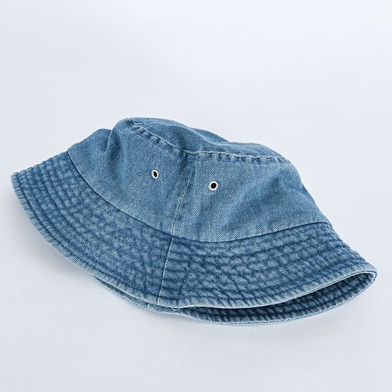 Tie-dye high quality washed jeans Denim fabric bucket hat with custom woven label patch logo