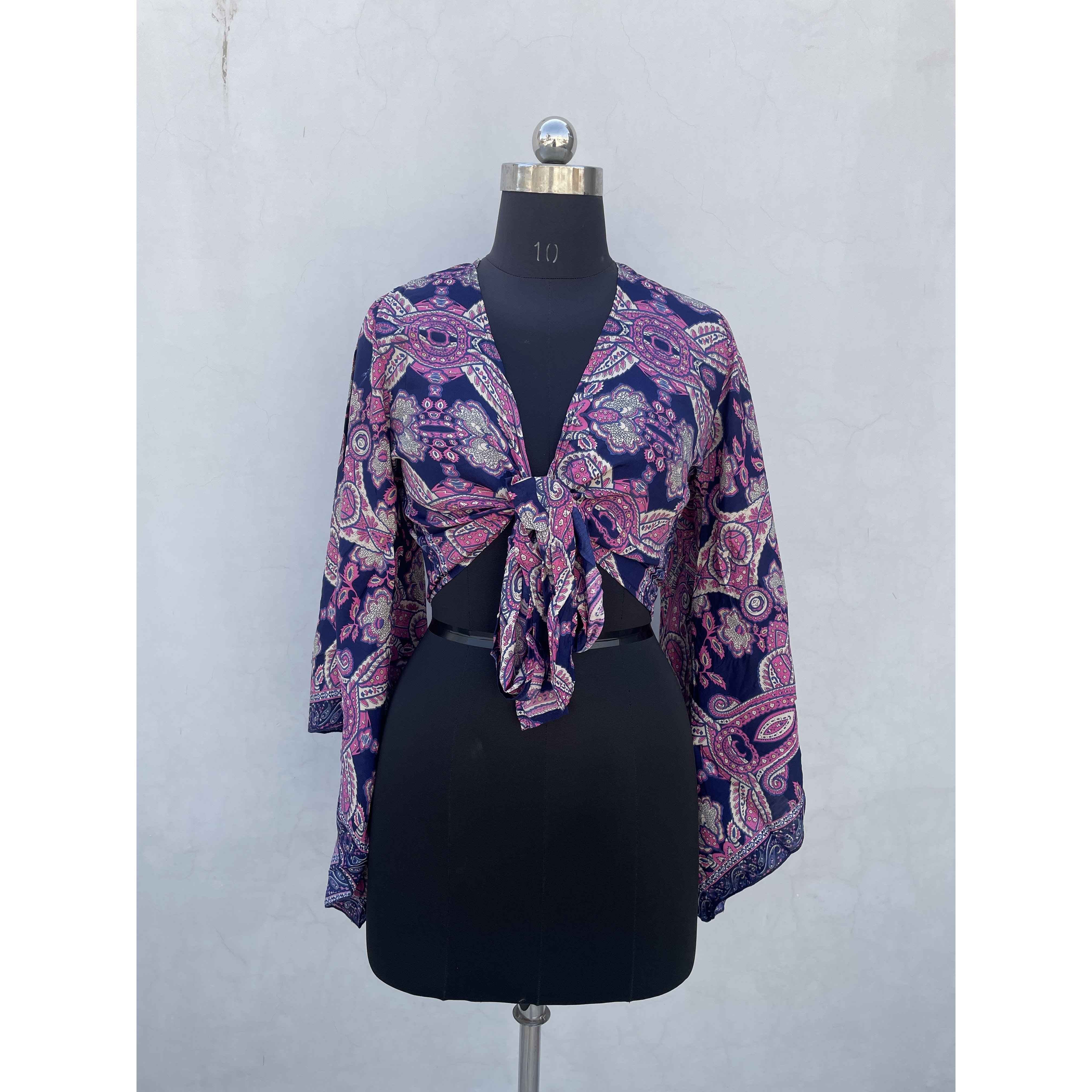 OEM Custom Made Tie Top with Floral Pattern Silk Material Made Colorful Designed Tie Top For Sale By Indian Exporters
