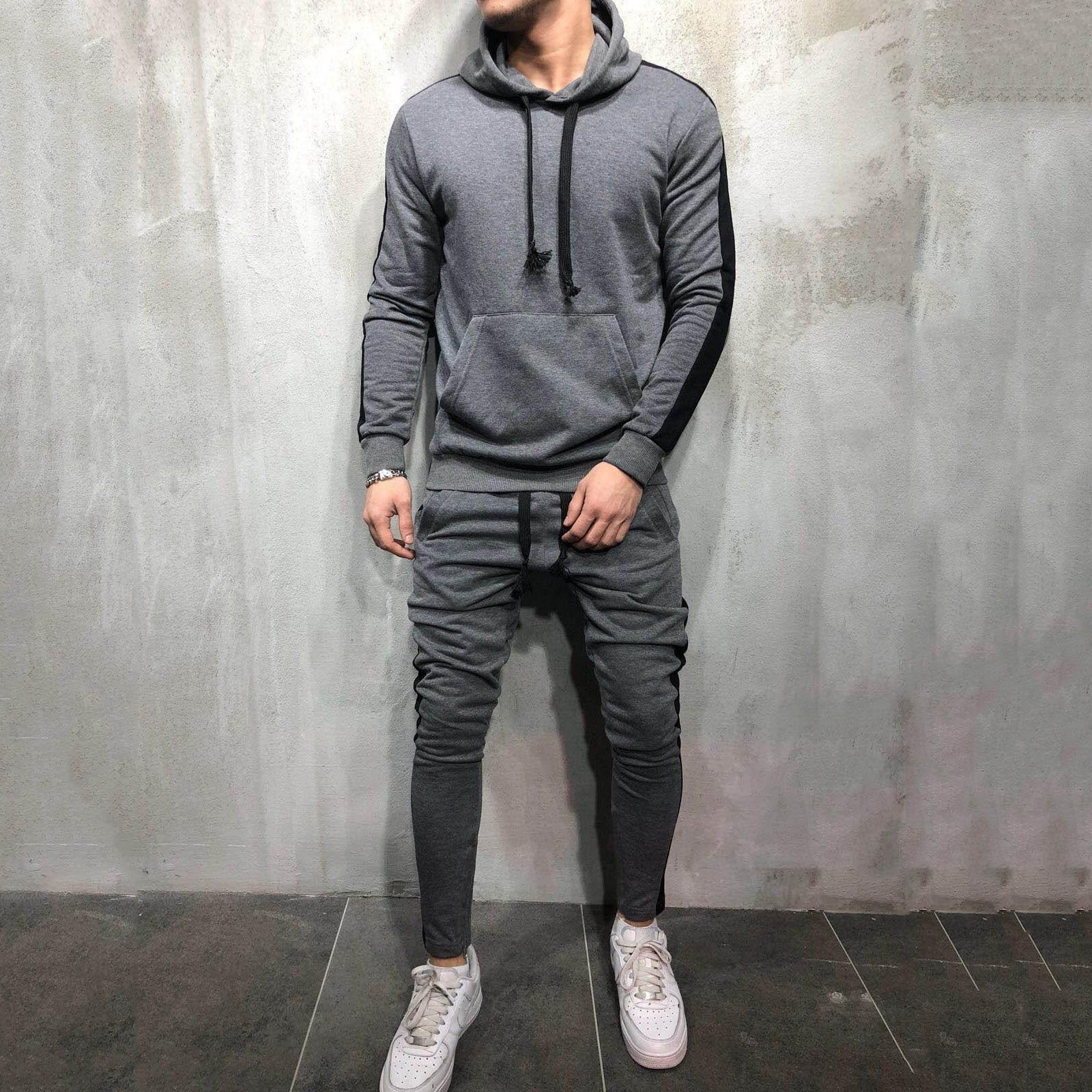 NEW OEM plain black slim fit gym fitness running tracksuits for men with custom Logo