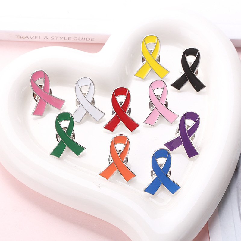 Dropshipping Enamel Yellow Gold Ribbon Pin Childhood Bone Cancer Awareness Brooch Pin Hope Pray Safety Badge Brooches Lapel Pin