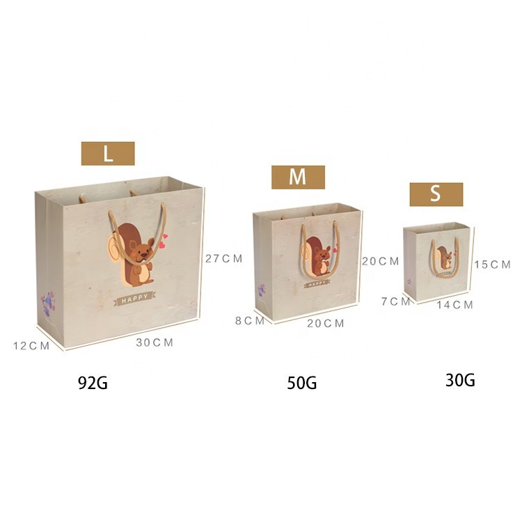 Personalized cartoon cute design recycled birthday gift custom funny favor party gift paper bag for kids baby