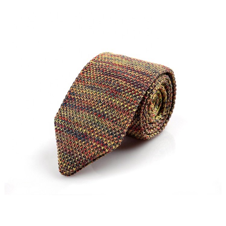 Hot sale popular polyester knitted neck tie lot stock 6cm knit neckties black and gold crochet men's tie knit