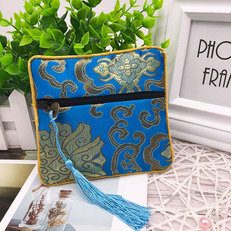Ancient Style Carry-On Han Chinese Costume Accessories Empty air Sachets With Tassels Satin Silk Jewelry Drawstring Pouch