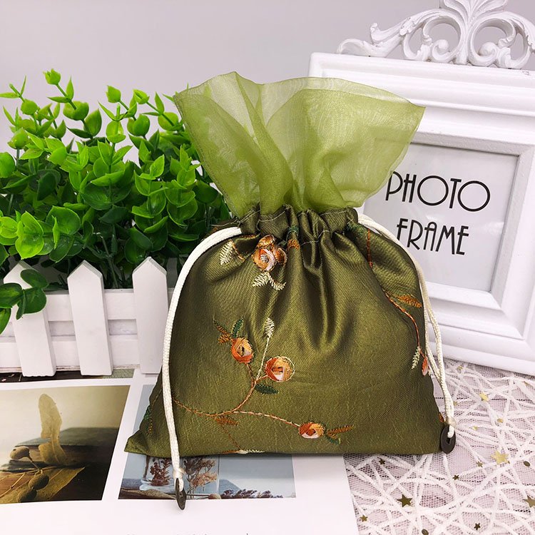 Ancient Style Carry-On Han Chinese Costume Accessories Empty air Sachets With Tassels Satin Silk Jewelry Drawstring Pouch