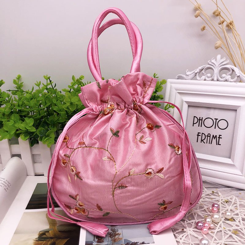 Ancient Style Carry-On Han Chinese Costume Accessories Empty air Sachets With Tassels Satin Silk Jewelry Drawstring Pouch