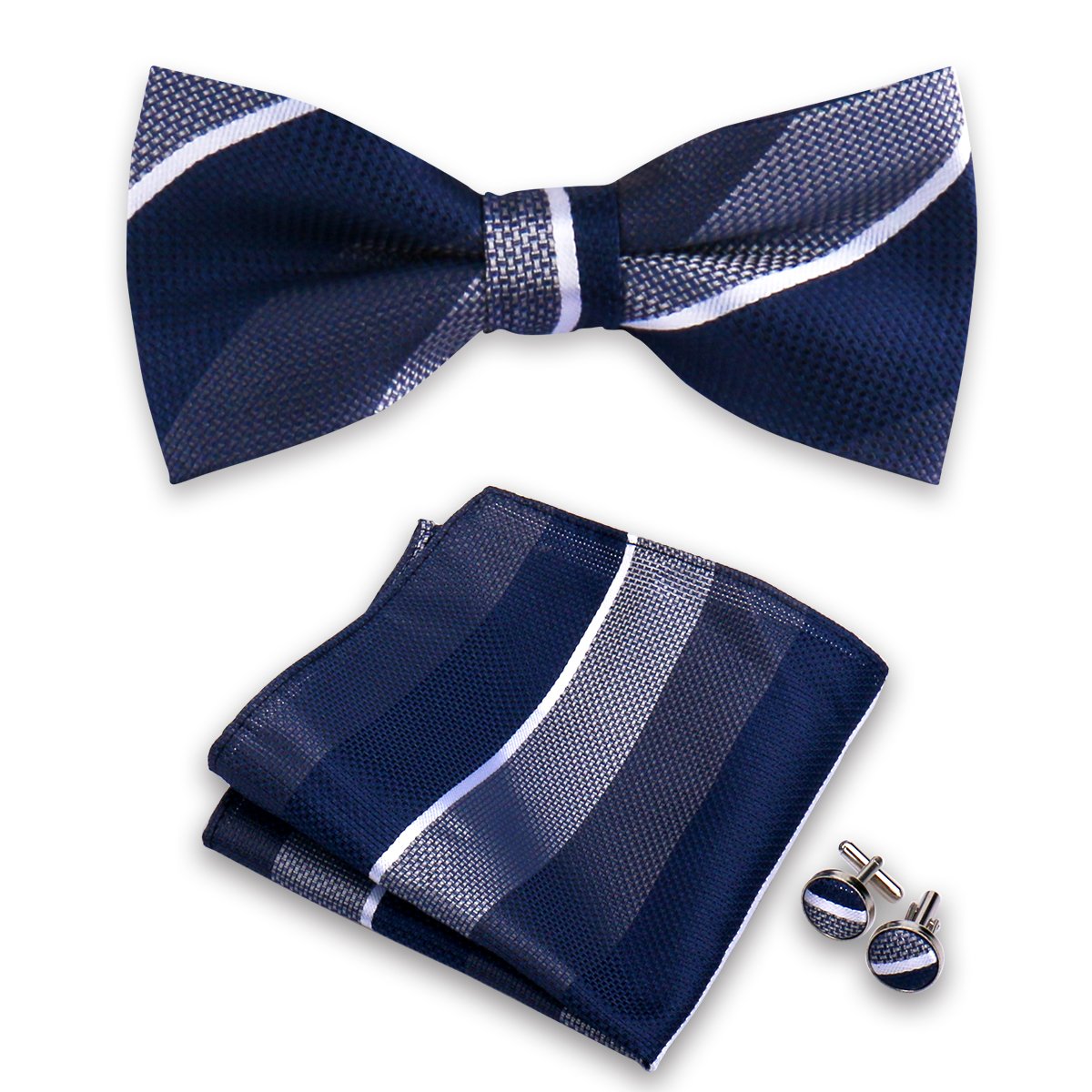 Silk Men's Bow Ties for Men Classic Paisley Wedding Party Bowtie Handkerchief Cufflinks Set Gold Bowtie Set