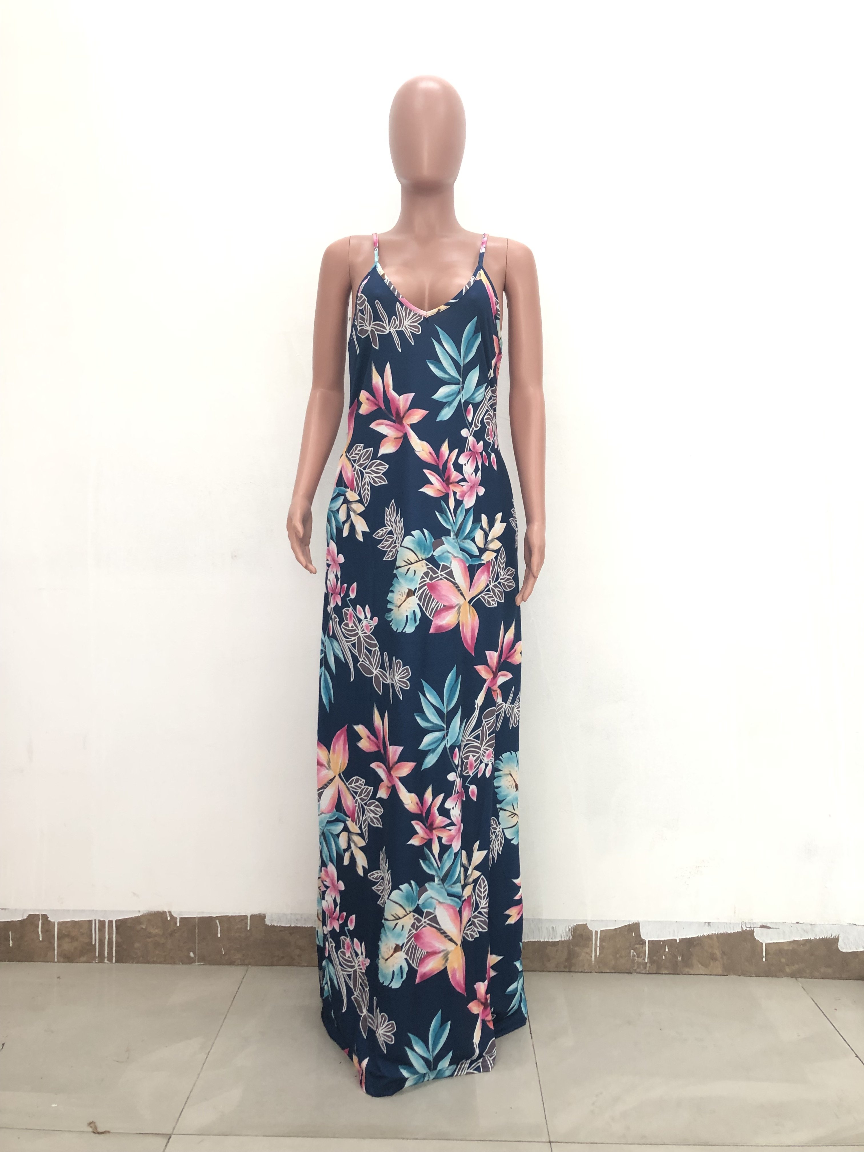 Best Seller New Arrivals Colorful Summer Women Sexy Casual Maxi Dresses Spaghetti Strap Stripped Floor Length Long Sundress