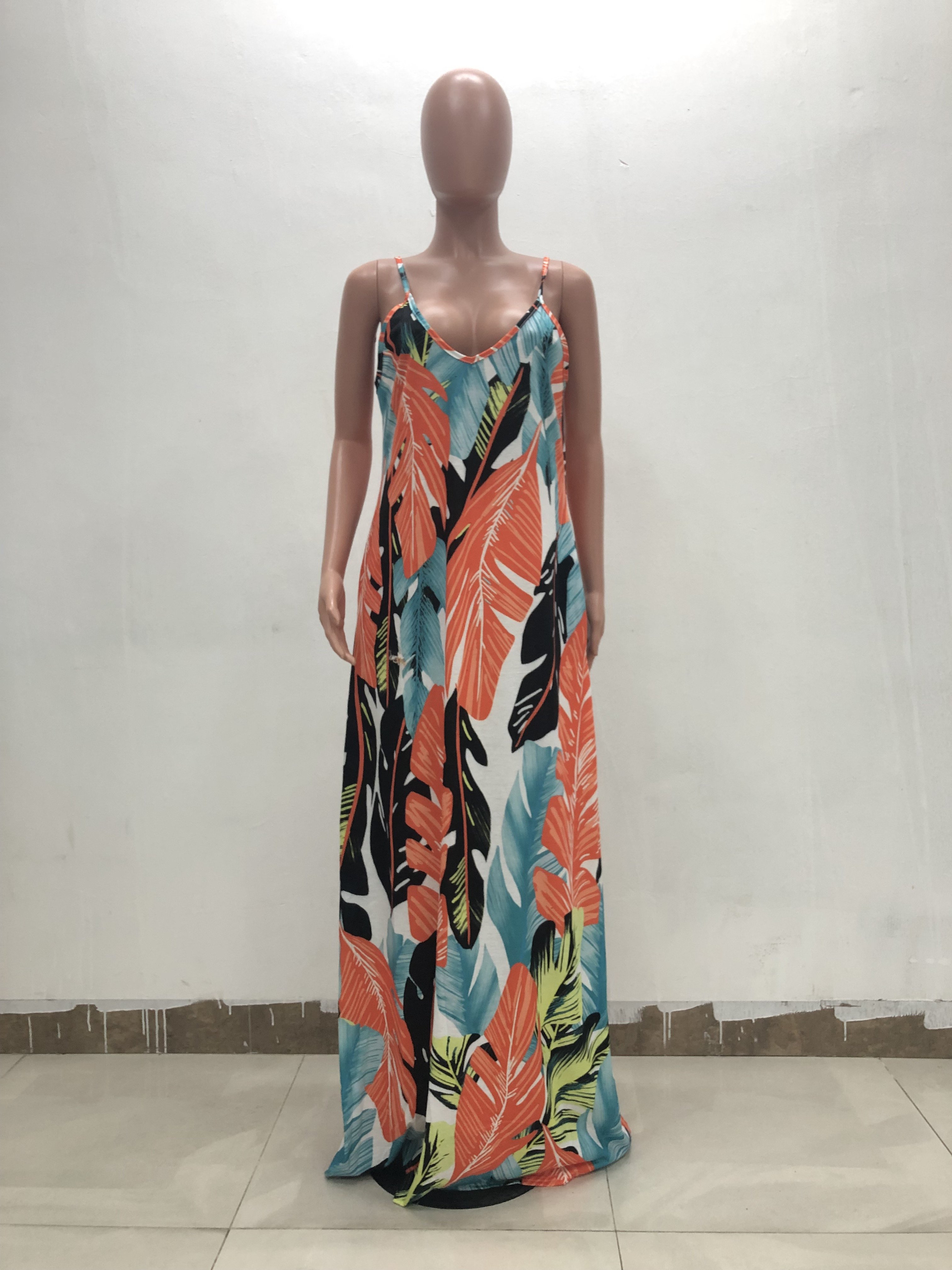 Best Seller New Arrivals Colorful Summer Women Sexy Casual Maxi Dresses Spaghetti Strap Stripped Floor Length Long Sundress